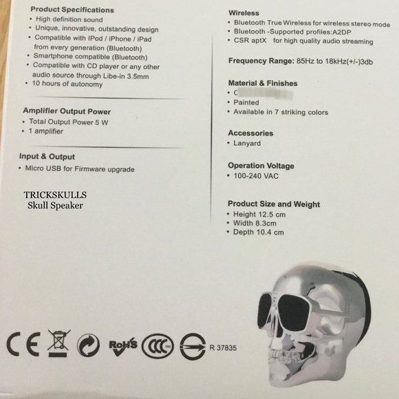 Skull Speaker Bluetooth USD TF Card Enhanced Bass Portable Wireless Speaker Gold - Picture 11 of 13